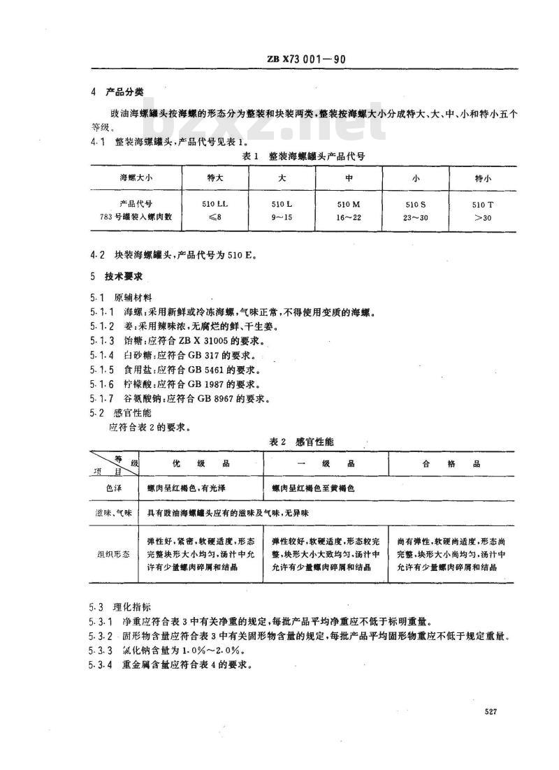ZB X 73001-1990 豉油海螺罐头