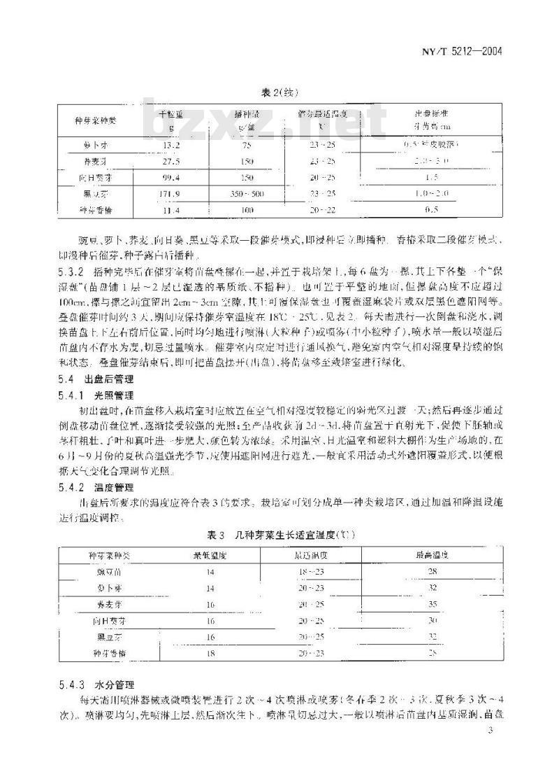 NY/T 5212-2004 无公害食品 绿化型芽苗菜生产技术规程