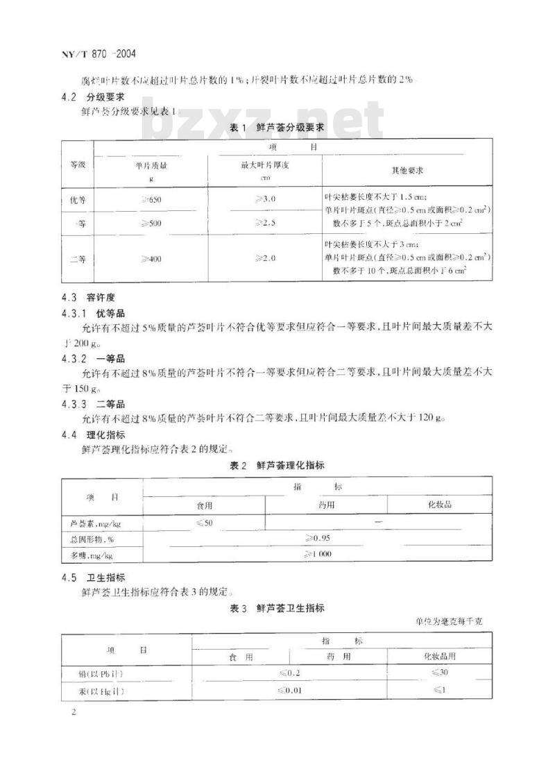 NY/T 870-2004 鲜芦荟