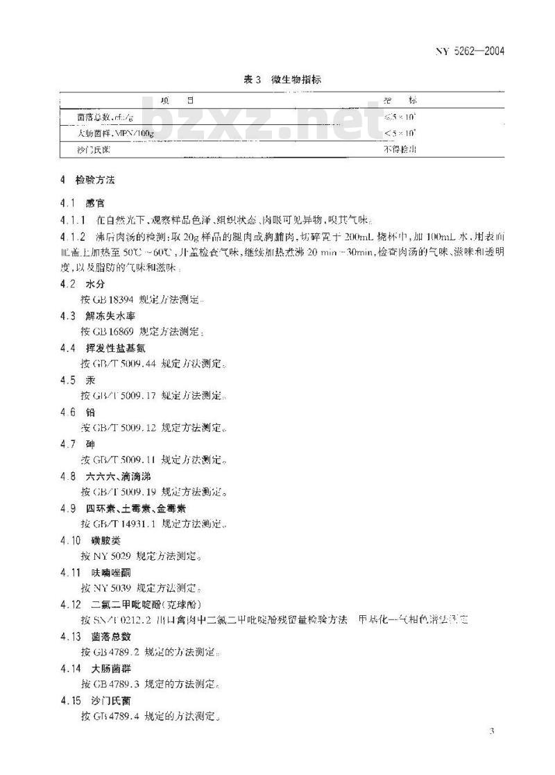 NY 5262-2004 无公害食品 鸭肉