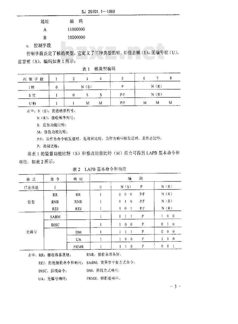 SJ 20701.1-1998 合成集团军野战电子系统互连互通 同步通信X.25接口