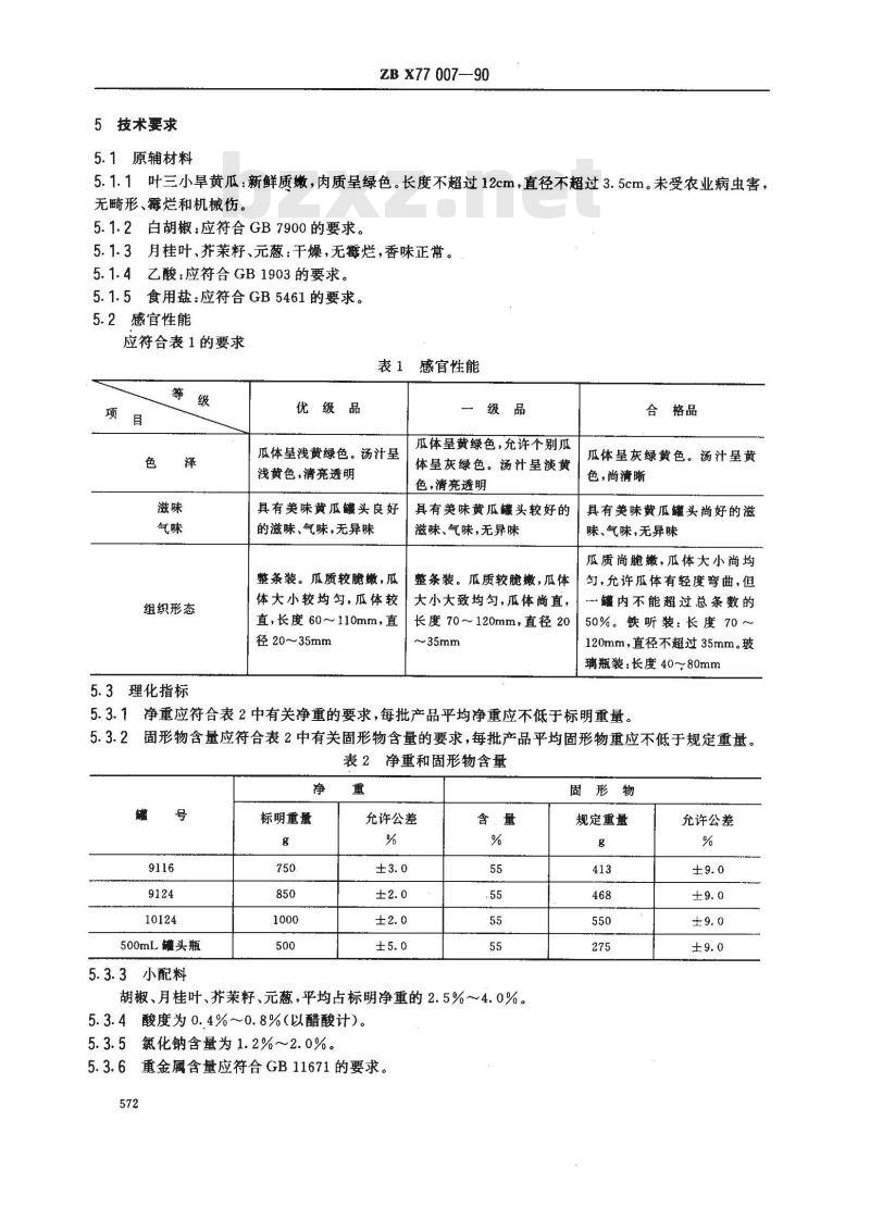 ZB X 77007-1990 美味黄瓜罐头