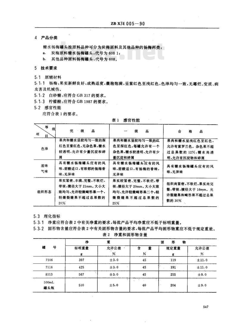 ZB X 74005-1990 糖水杨梅罐头