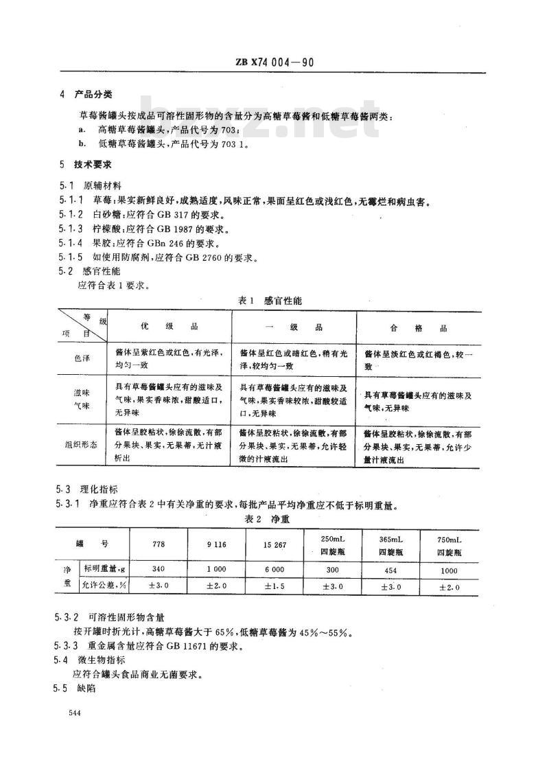 ZB X 74004-1990 草莓酱罐头