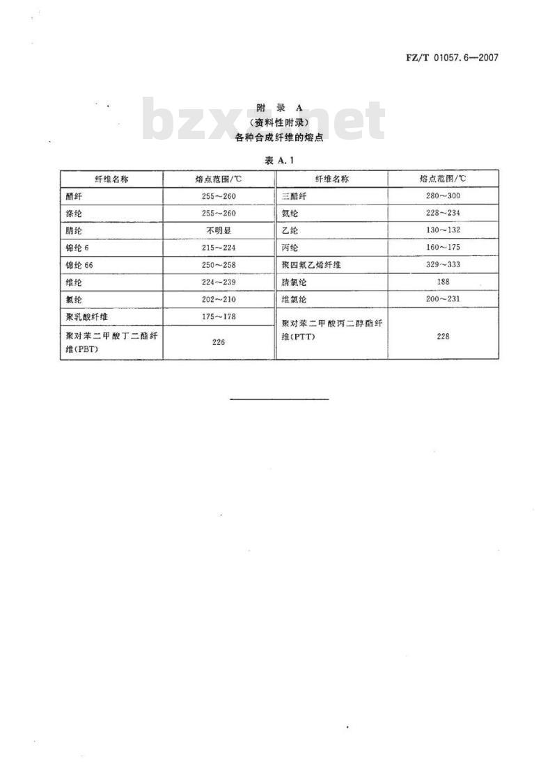 FZ/T 01057.6-2007 纺织纤维鉴别试验方法 第6部分：熔点法
