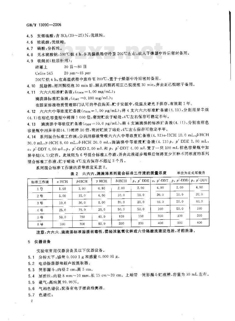 GB/T 13090-2006 饲料中六六六、滴滴涕的测定
