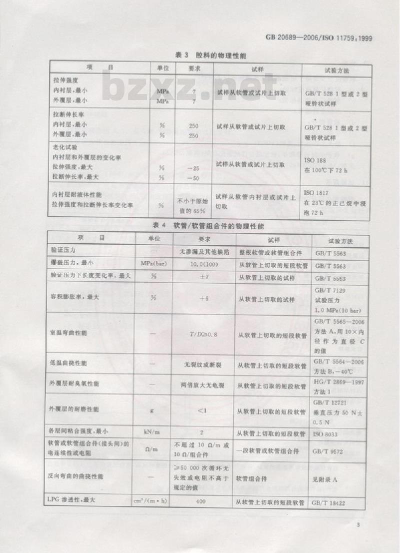 GB 20689-2006 分配液化石油气(LPGs)用橡胶软管及软管组合件规范