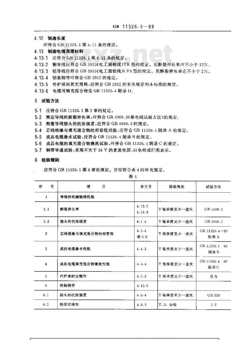 GB 11326.5-1989 聚烯烃绝缘铝-聚烯烃粘结护套高频农村通信电缆铝芯填充电缆