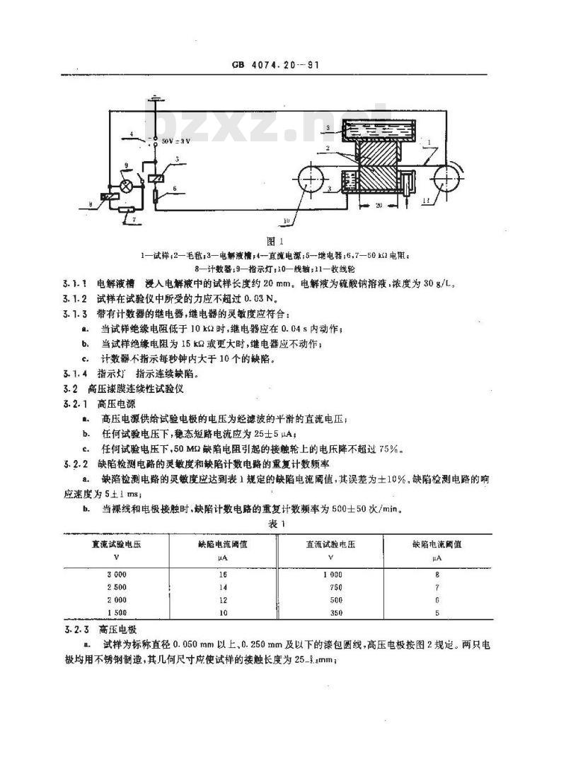 GB/T 4074.20-1991 漆包线试验方法 漆膜连续性试验