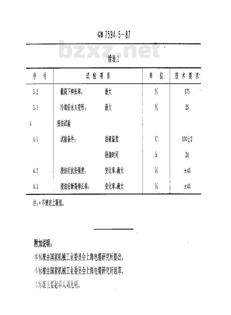 GB 7594.5-1987 电线电缆橡皮绝缘和橡皮护套 第5部分:65℃一般不延燃橡皮护套