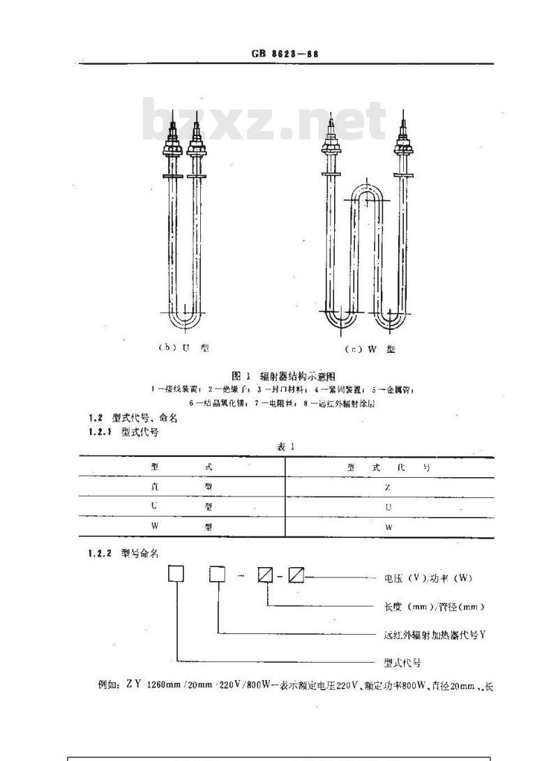 GB 8623-1988 金属管状远红外辐射加热器