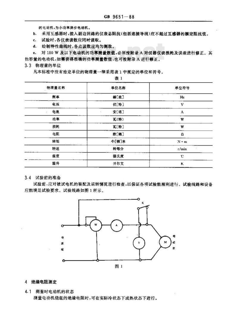 GB 9651-1988 单相异步电动机试验方法