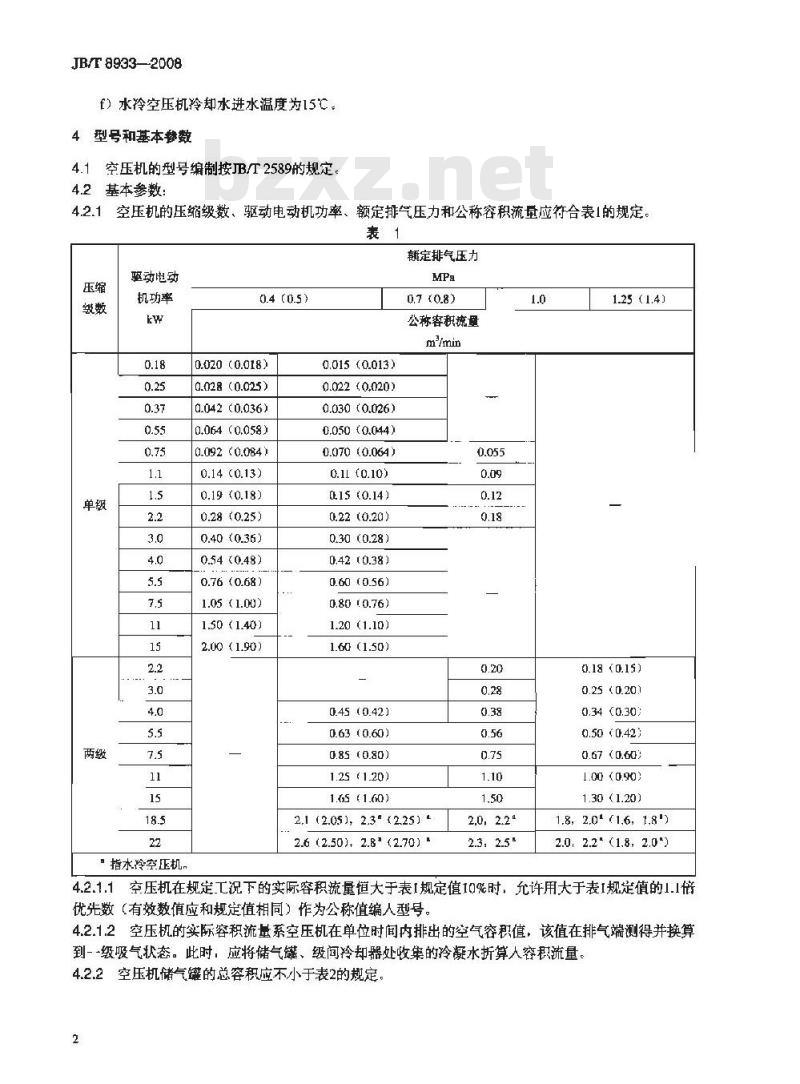 JB/T 8933-2008 全无油润滑往复活塞空气压缩机