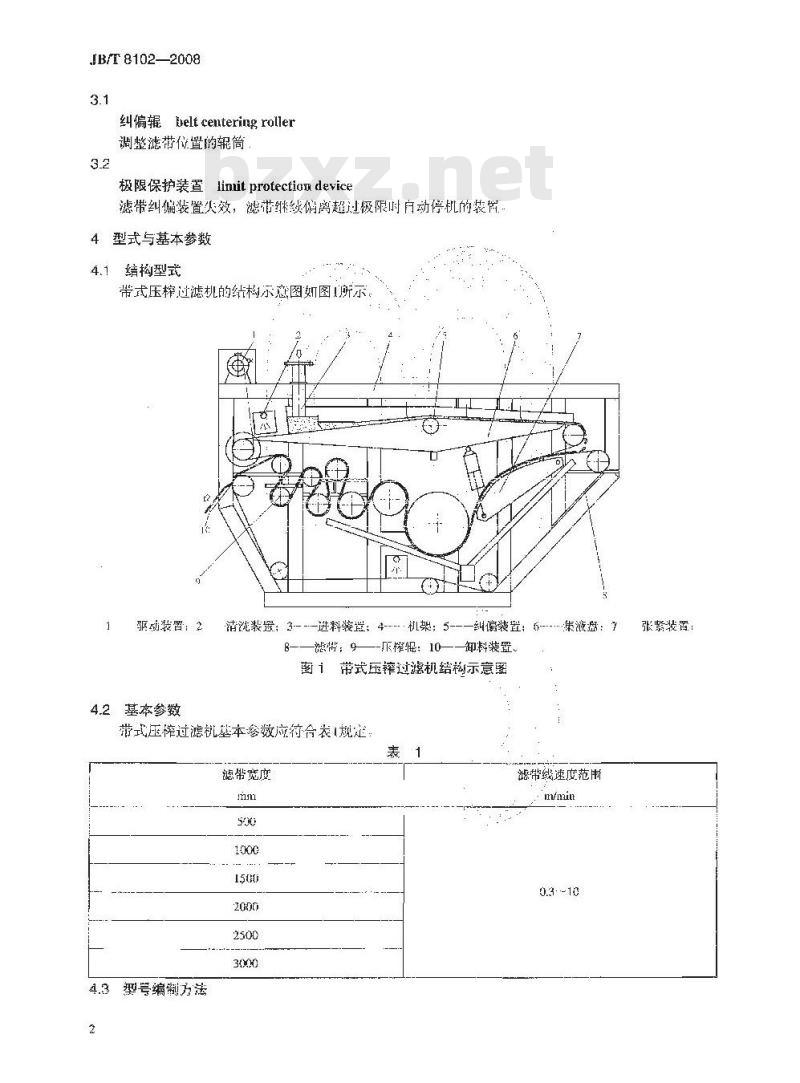 JB/T 8102-2008 带式压榨过滤机