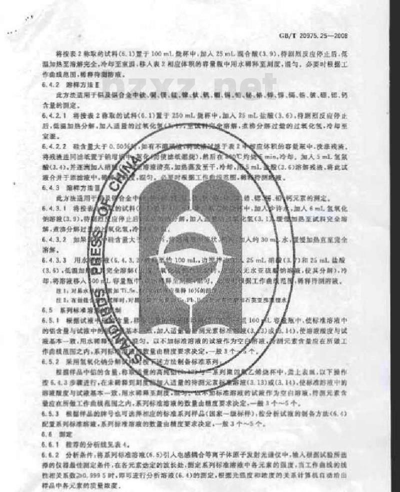 GB/T 20975.25-2008 铝及铝合金化学分析方法 第25部分：电感耦合等离子体原子发射光谱法