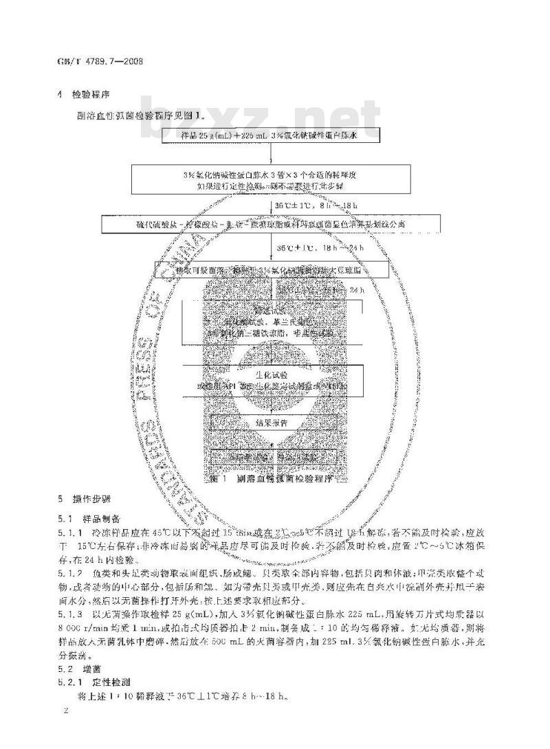 GB/T 4789.7-2008 食品卫生微生物学检验 副溶血性弧菌检验