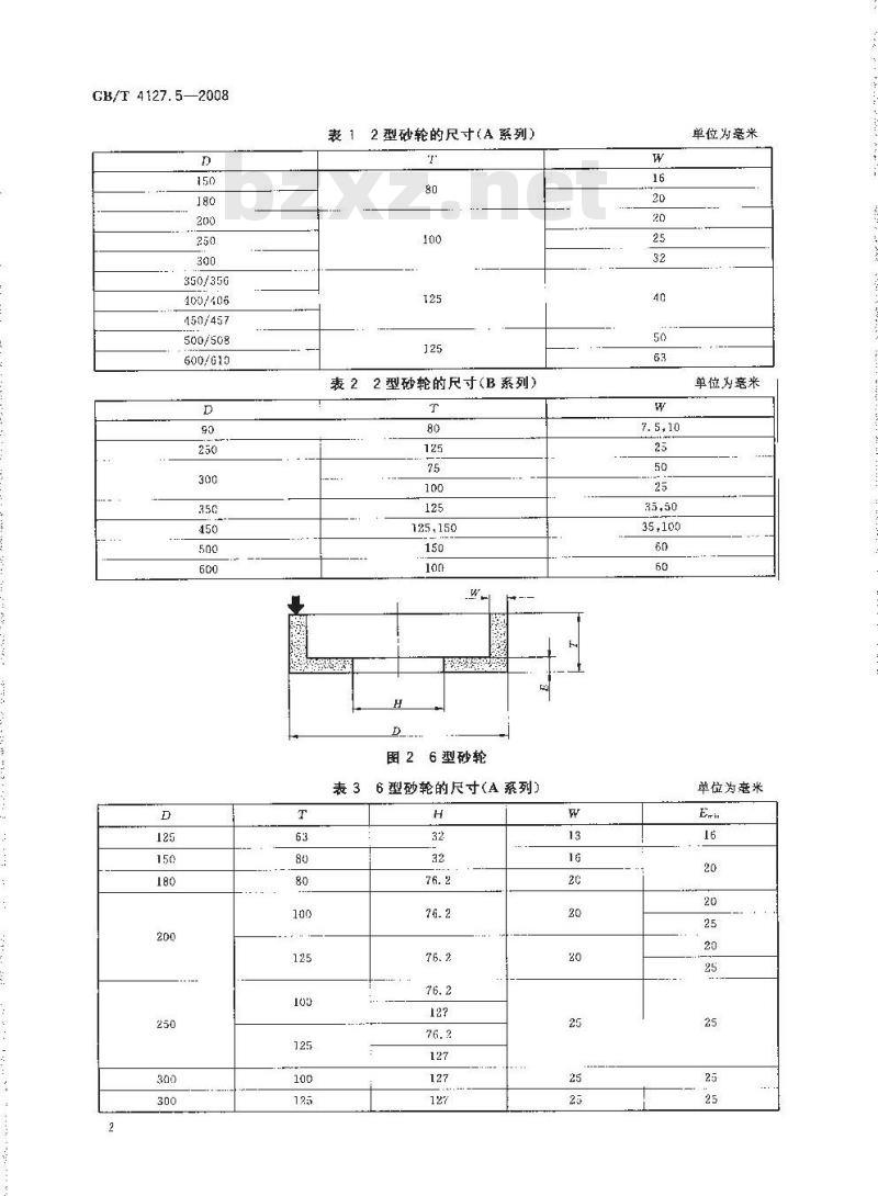 GB/T 4127.5-2008 固结磨具 尺寸 第5部分：平面磨削用端面磨砂轮
