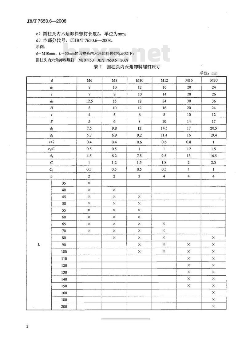 JB/T 7650.6-2008 冲模卸料装置 第6部分：圆柱头内六角卸料螺钉