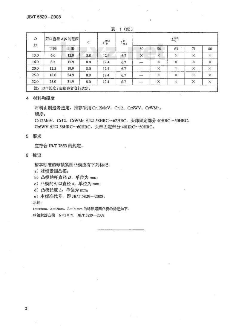 JB/T 5829-2008 冲模 球锁紧圆凸模