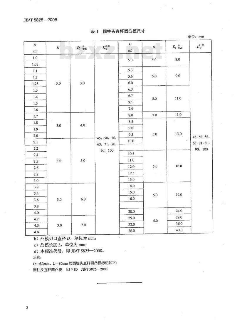 JB/T 5825-2008 冲模 圆柱头直杆圆凸模