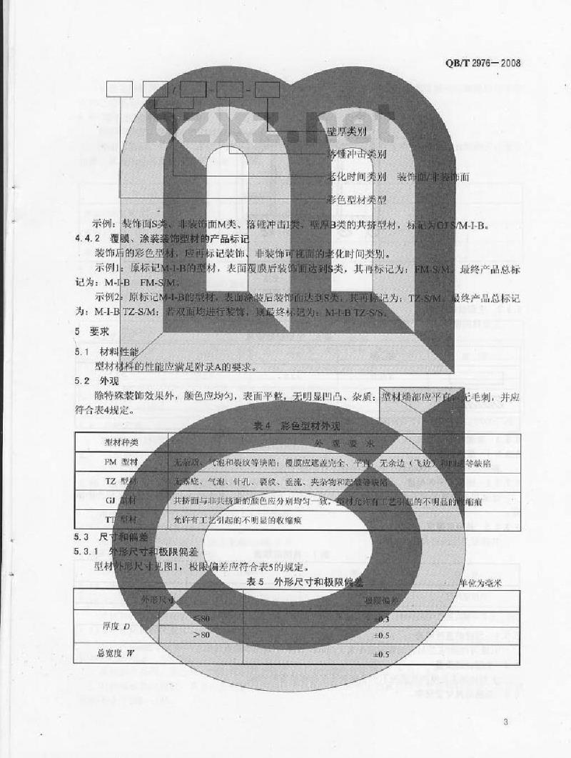 QB/T 2976-2008 门、窗用未增塑聚氯乙烯(PVC-U)彩色型材