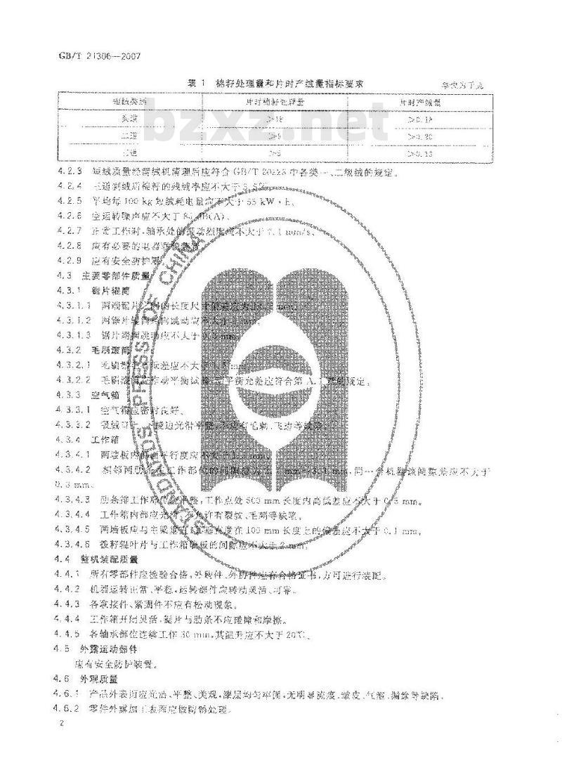 GB/T 21306-2007 锯齿剥绒机