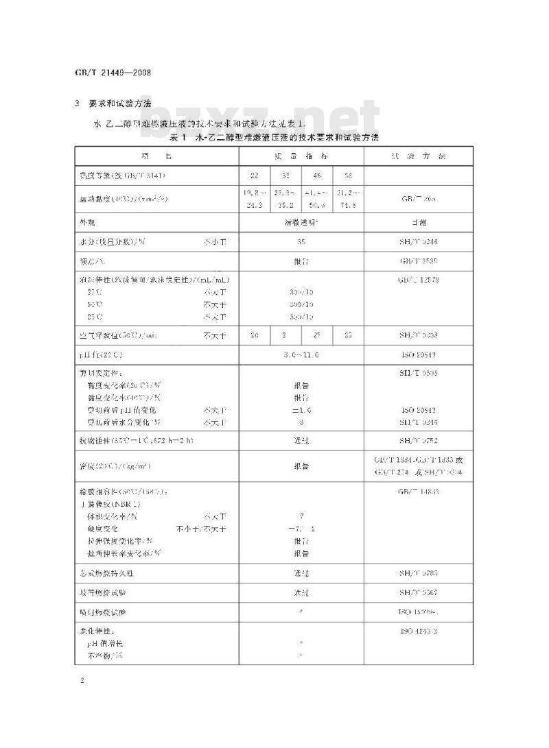 GB/T 21449-2008 水-乙二醇型难燃液压液