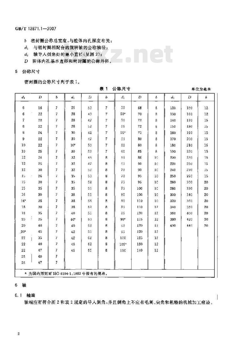 GB/T 13871.1-2007 密封件为弹性体材料的旋转轴唇形密封圈 第1部分:基本尺寸和公差