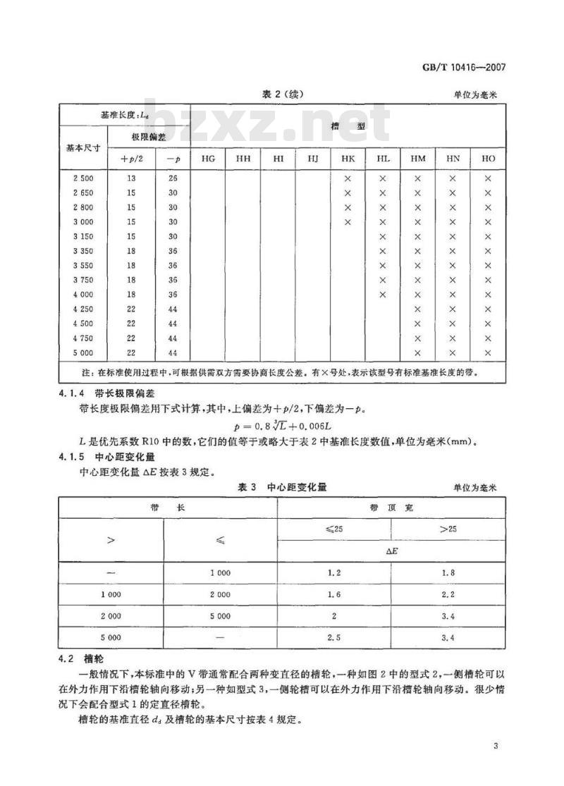 GB/T 10416-2007 农业机械 环形变速V带及带轮轮槽截面