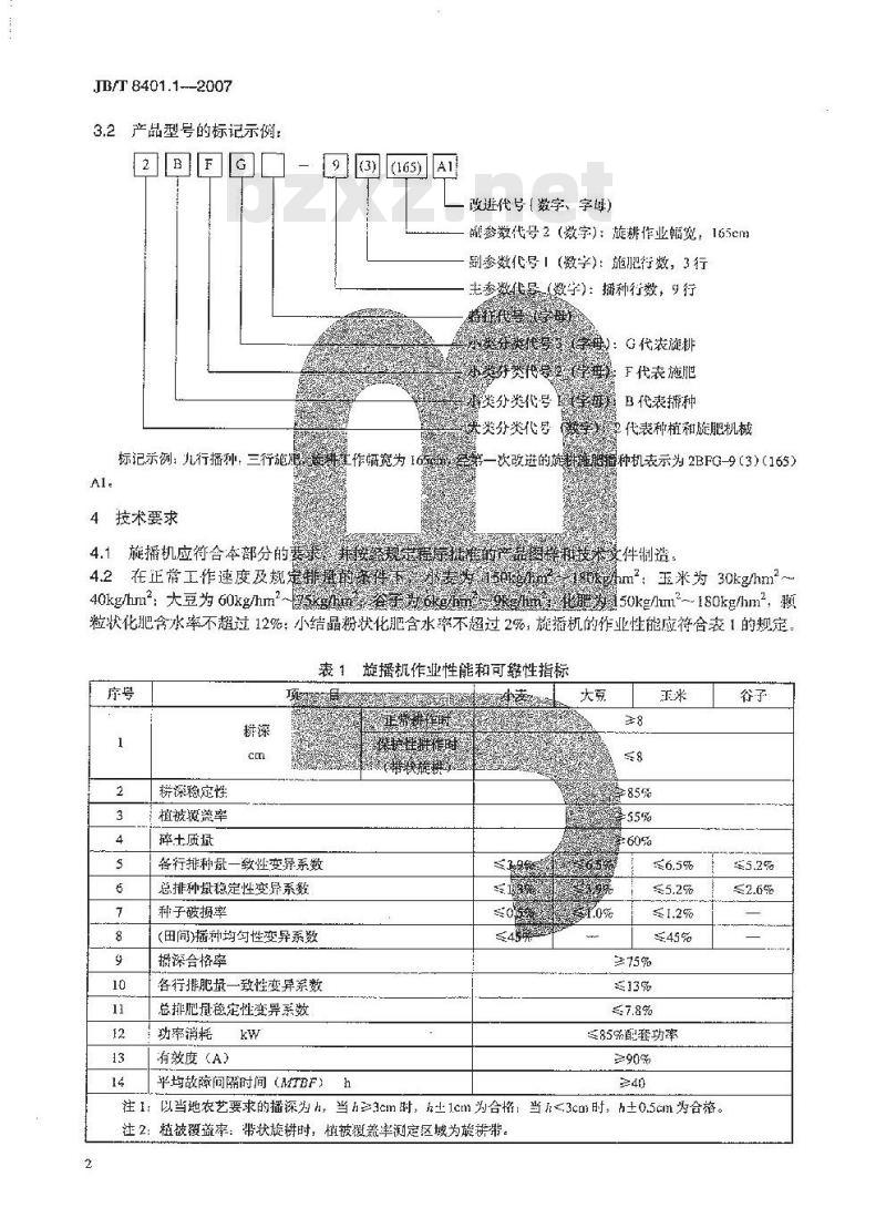 JB/T 8401.1-2007 旋耕联合作业机械 旋耕施肥播种机