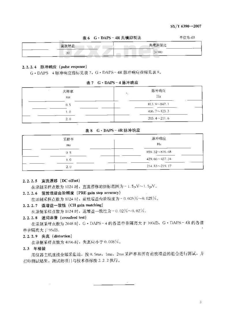 SY/T 6390-2007 G.DAPS-4/G.DAPS-4R地震数据采集系统检验项目及技术指标