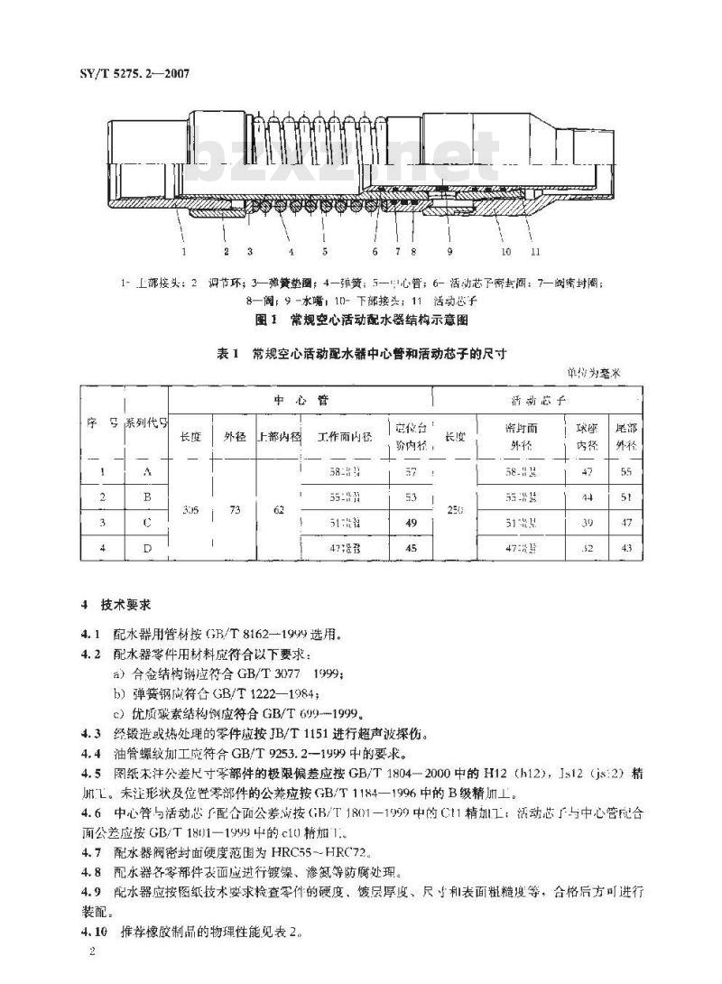 SY/T 5275.2-2007 注水用配水器 空心活动配水器