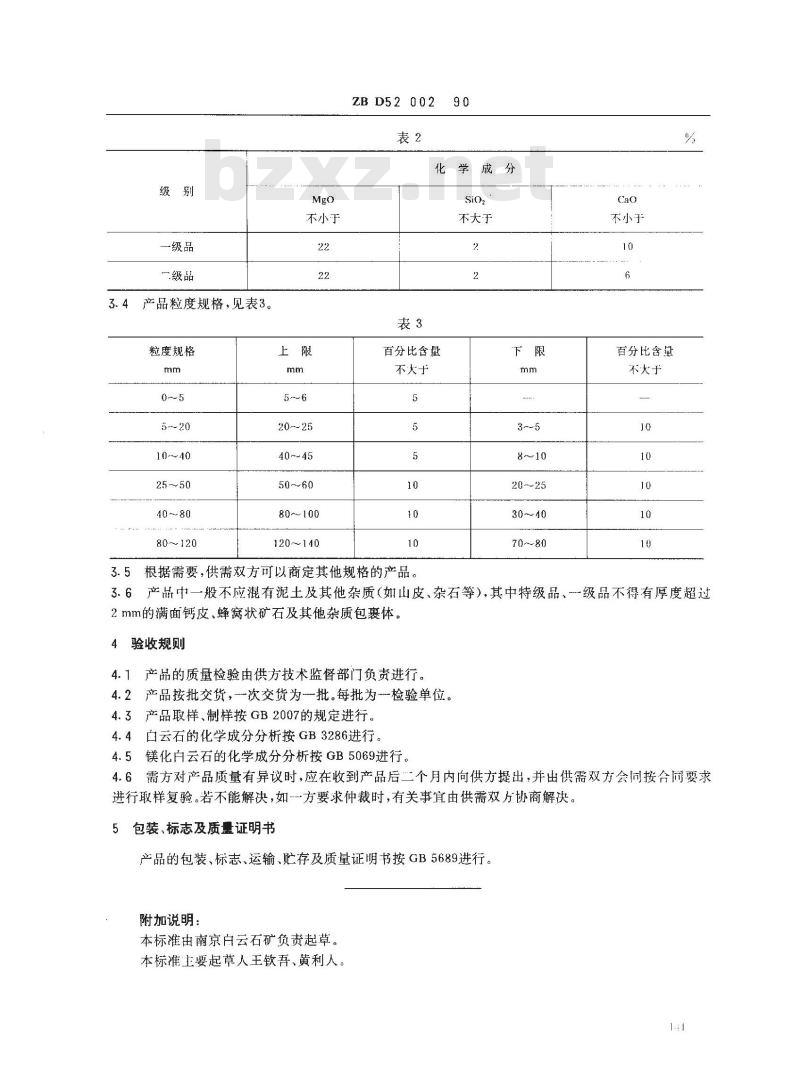 ZB D 52002-1990 白云石