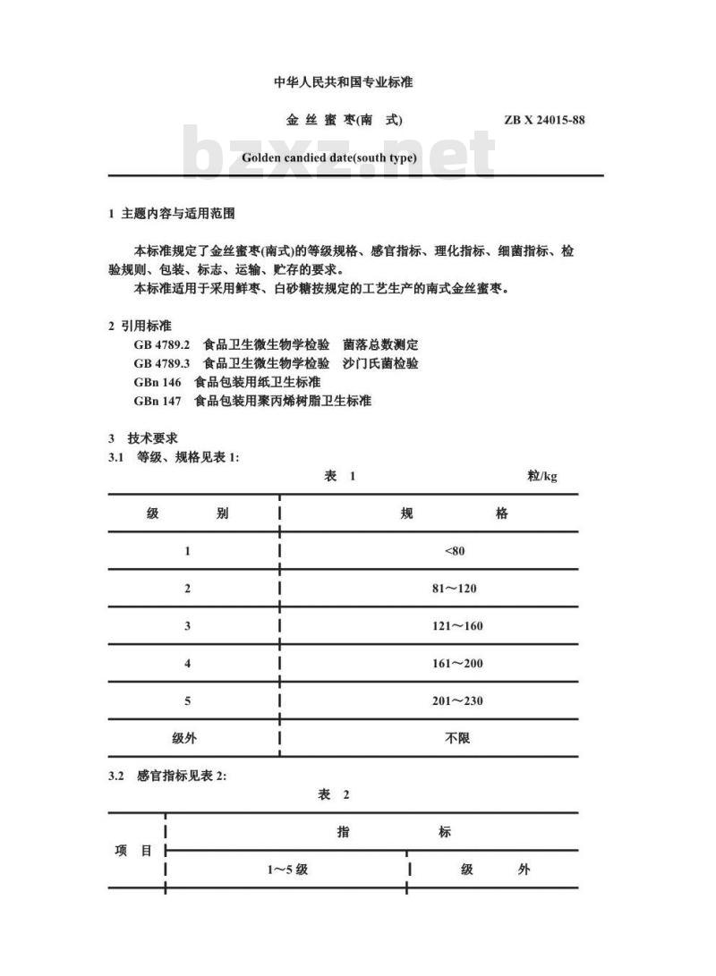 ZB X 24015-1988 金丝蜜枣(南式)