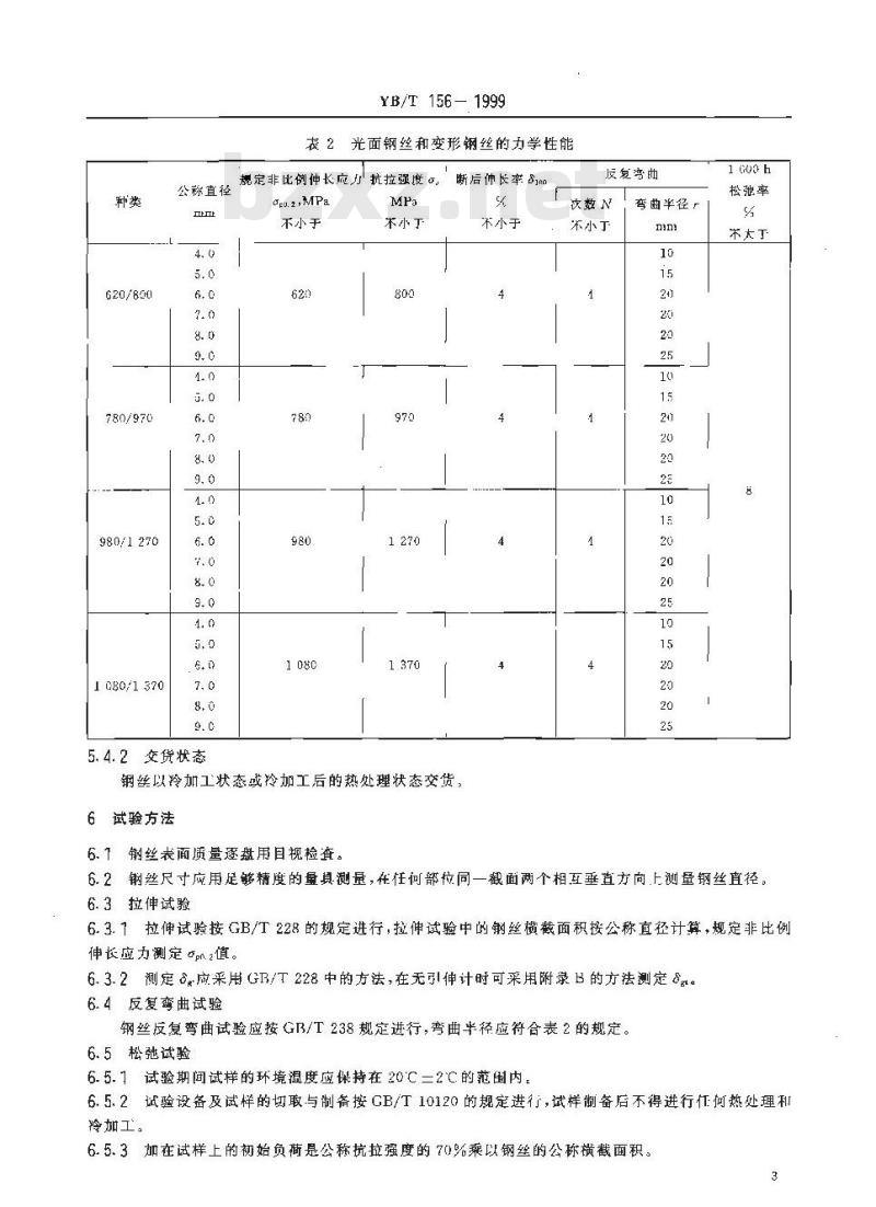 YB/T 156-1999 中强度预应力混凝土用钢丝