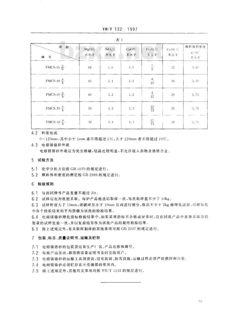 YB/T 132-1997 电熔镁铬砂