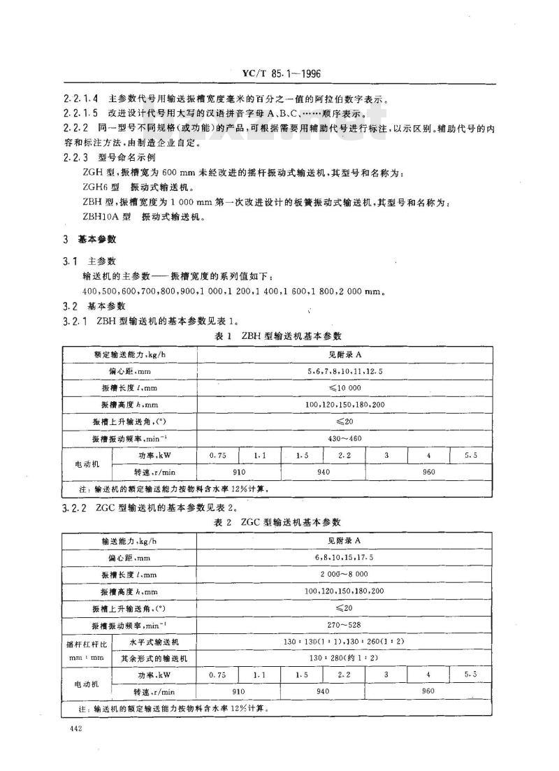 YC/T 85.1-1996 烟草机械 振动式输送机 第1部分:型式与基本参数