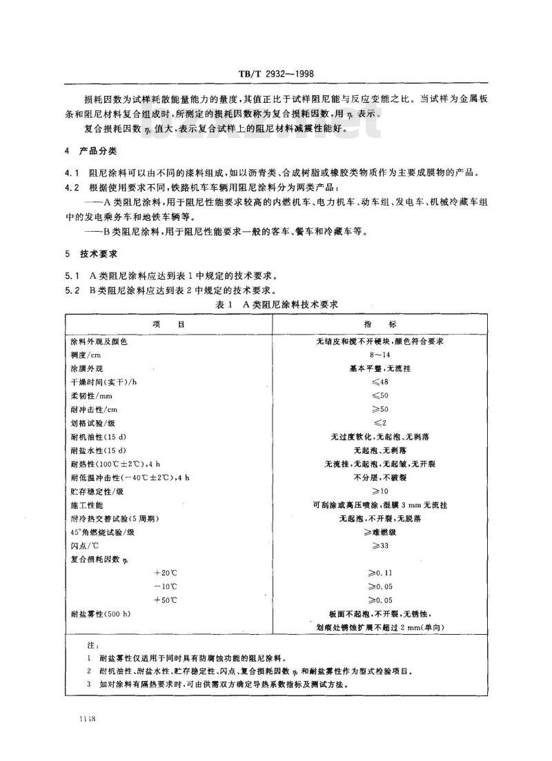 TB/T 2932-1998 铁路机车车辆 阻尼涂料 供货技术条件