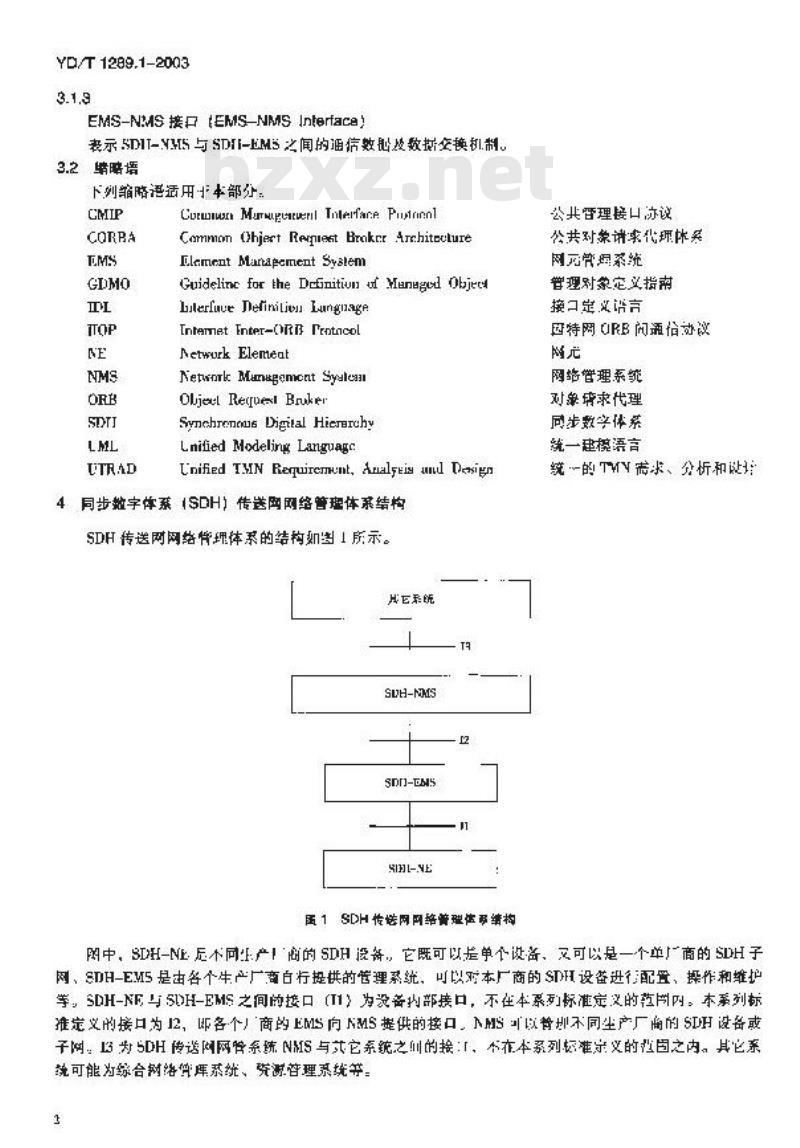 YD/T 1289.1-2003 同步数字体系(SDH)传输网网络管理技术要求 第一部分:基本原则