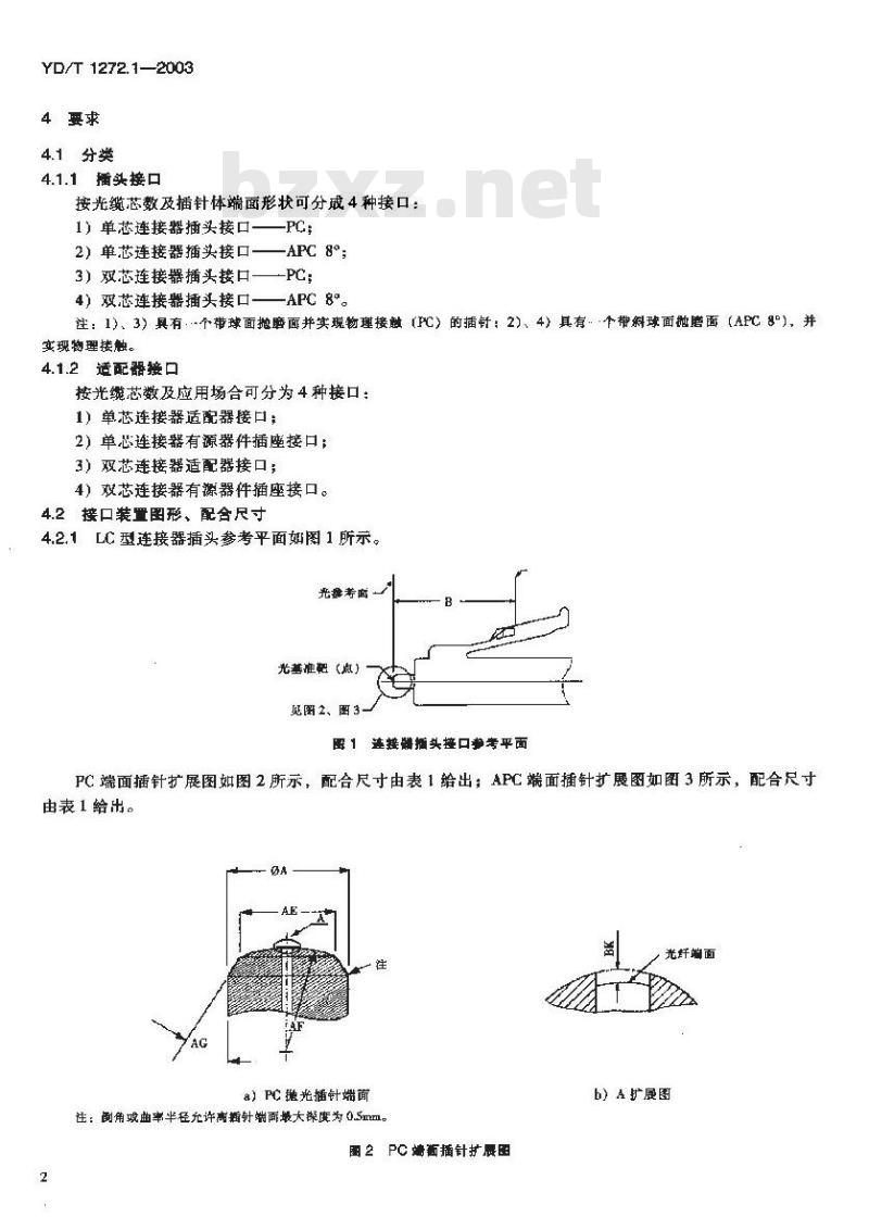 YD/T 1272.1-2003 光纤活动连接器 第一部分:LC型