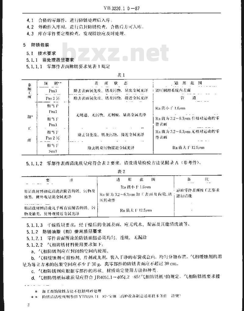 YB/T 3220.10-1987 宝钢二高炉设备制造通用技术条件 机械加工产品防锈篇