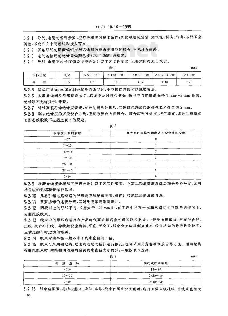 YC/T 10.16-1996 烟草机械 通用技术条件 电气装配
