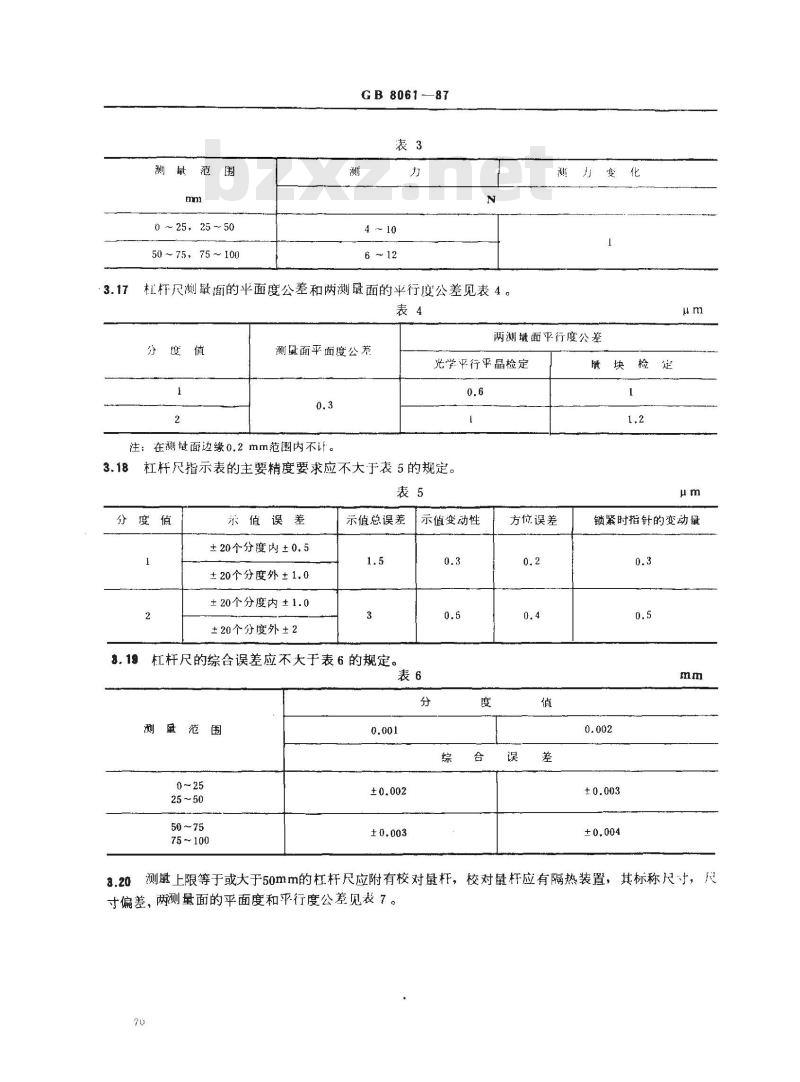 GB/T 8061-1987 杠杆千分尺