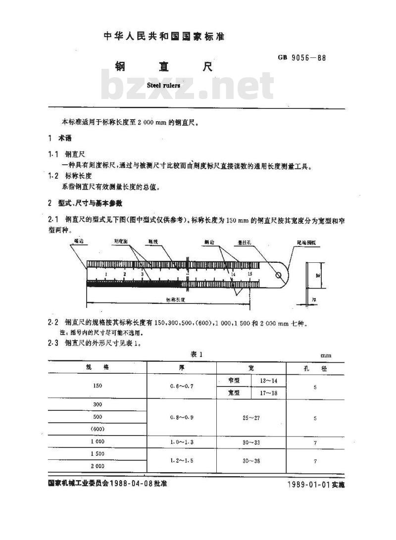 GB/T 9056-1988 钢直尺