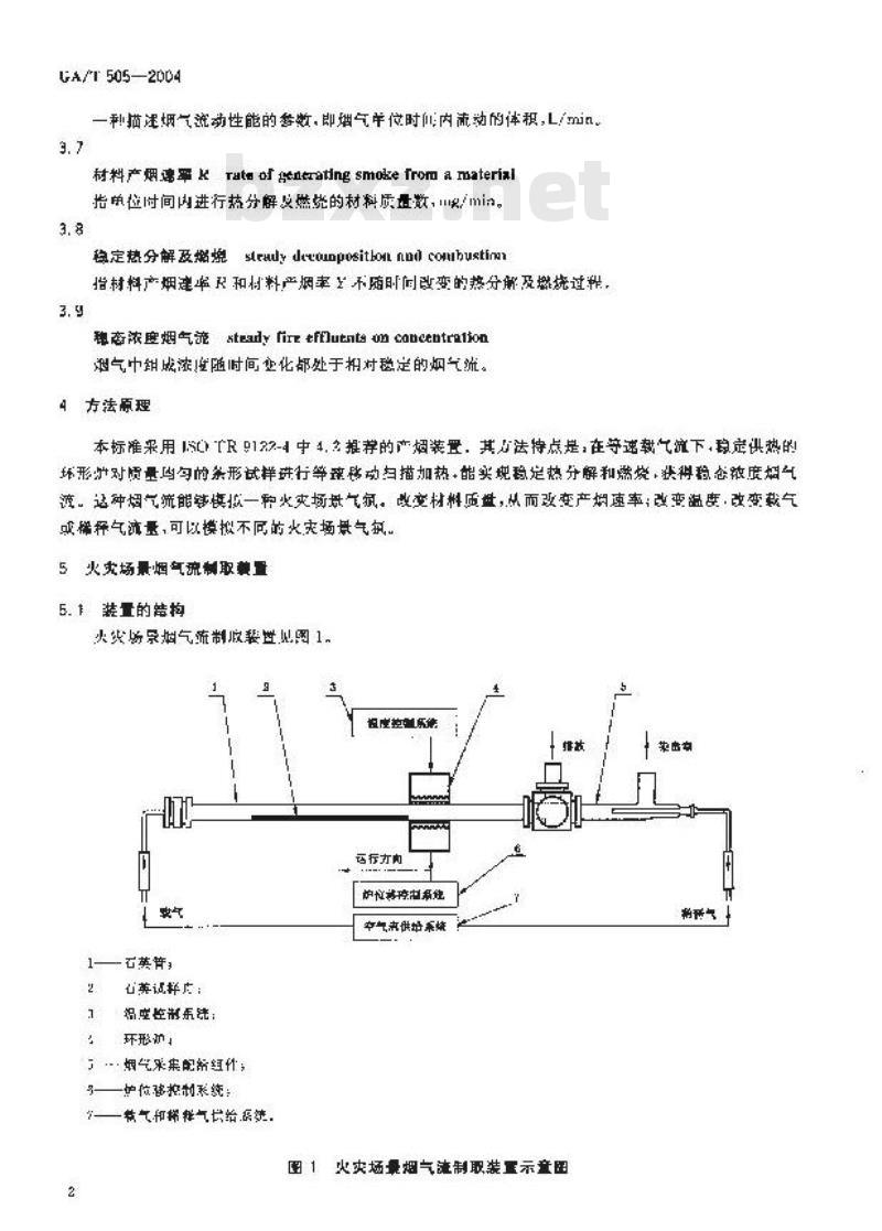 GA/T 505-2004 材料的火灾场景烟气制取方法