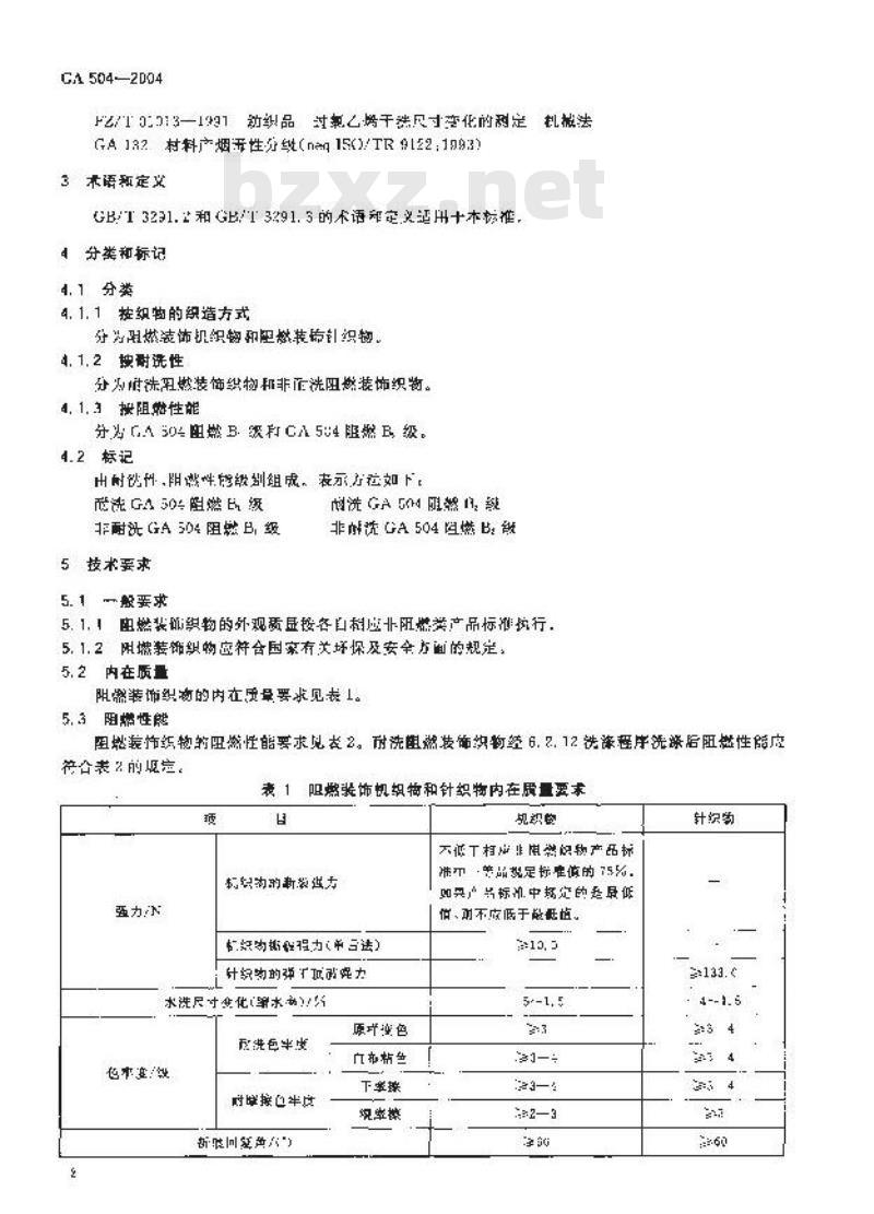 GA 504-2004 阻燃装饰织物