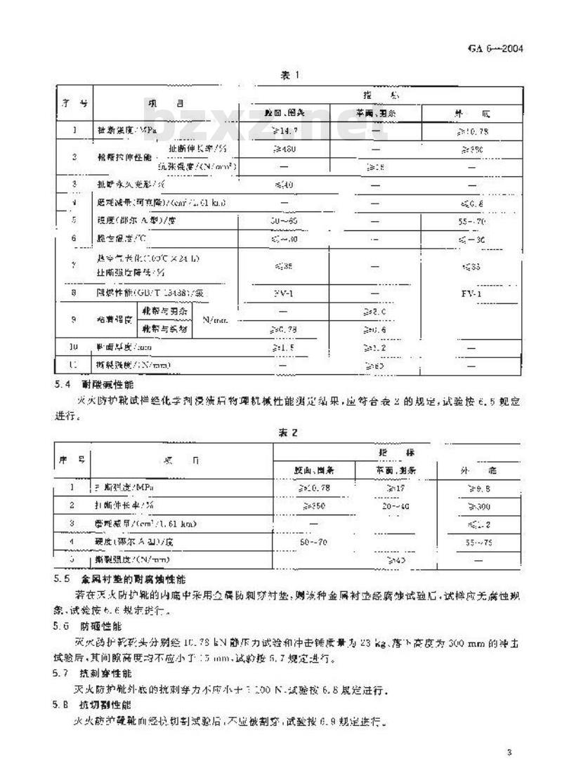 GA 6-2004 消防员灭火防护靴