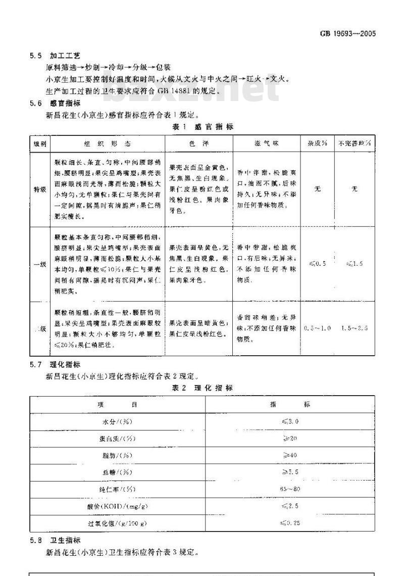GB 19693-2005 原产地域产品 新昌花生(小京生)