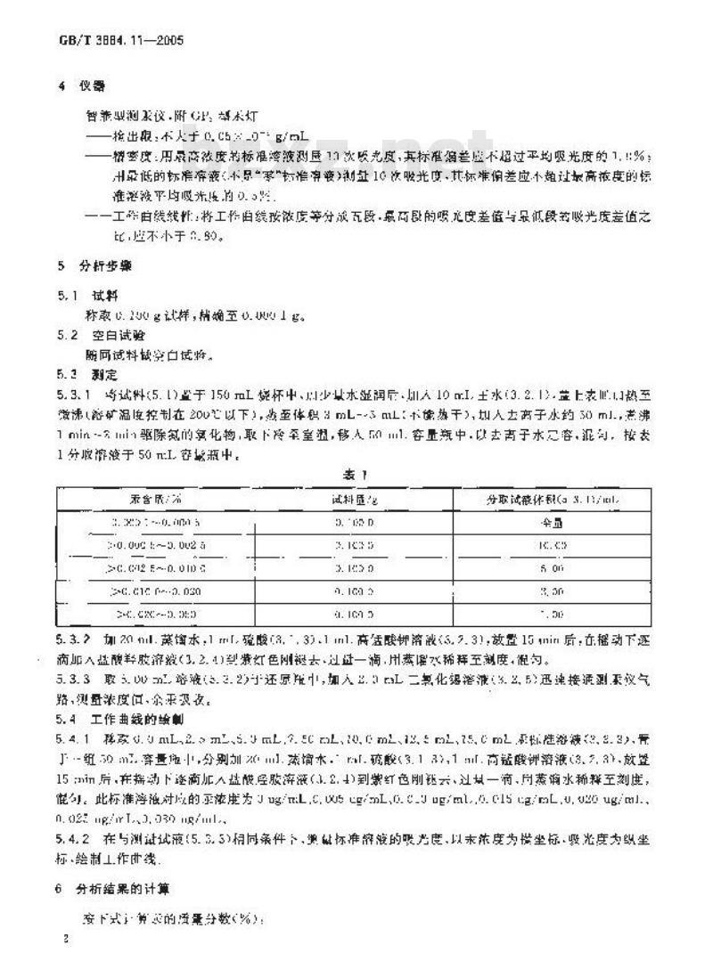 GB/T 3884.11-2005 铜精矿化学分析方法汞量的测定冷原子吸收光谱法