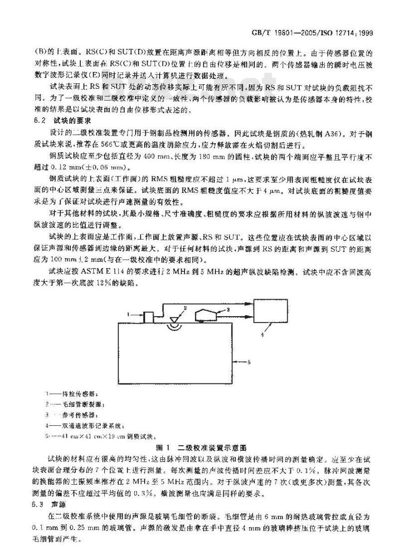 GB/T 19801-2005 无损检测 声发射检测 声发射传感器的二级校准